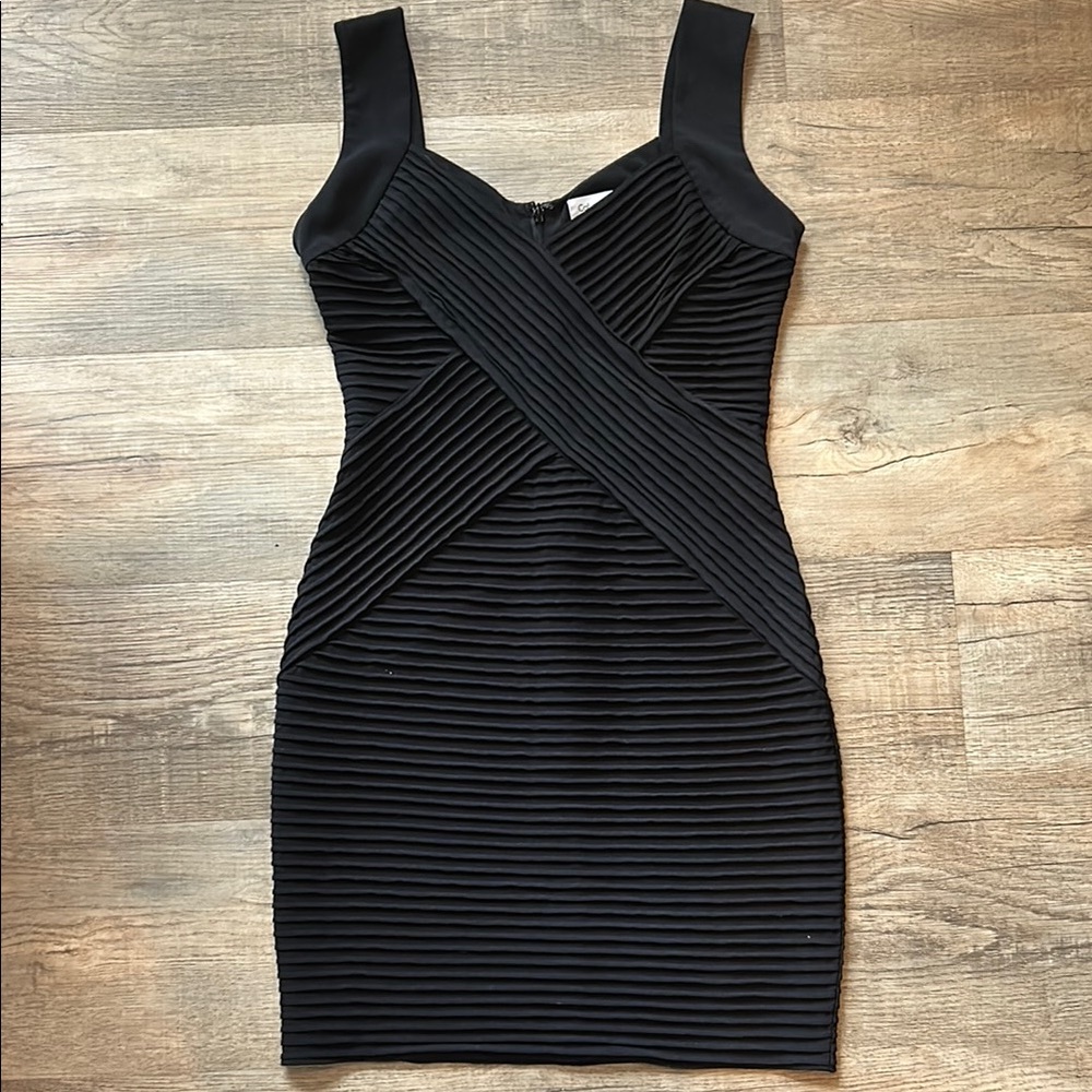 Classic Calvin Klein Black Ribbed Sheath Dress - Women Size 4